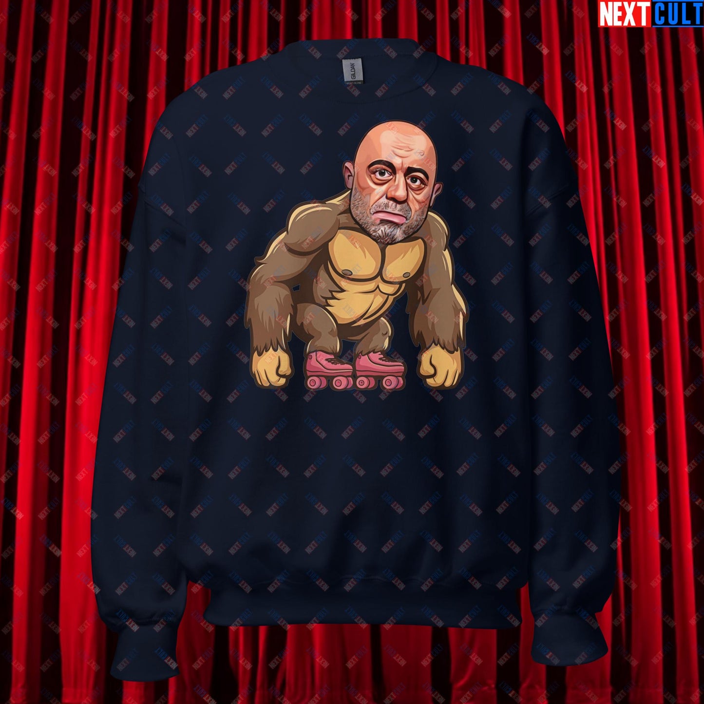 Joe Rogan Ape Roller-Blading Funny JRE Podcast Unisex Sweatshirt Navy Sweatshirts Joe Rogan Podcasts Stand-up Comedy Next Cult Brand