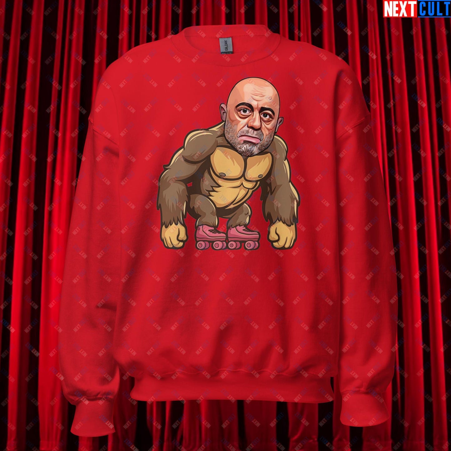 Joe Rogan Ape Roller-Blading Funny JRE Podcast Unisex Sweatshirt Red Sweatshirts Joe Rogan Podcasts Stand-up Comedy Next Cult Brand