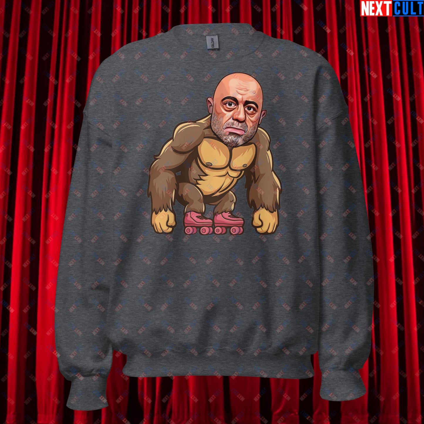 Joe Rogan Ape Roller-Blading Funny JRE Podcast Unisex Sweatshirt Dark Heather Sweatshirts Joe Rogan Podcasts Stand-up Comedy Next Cult Brand