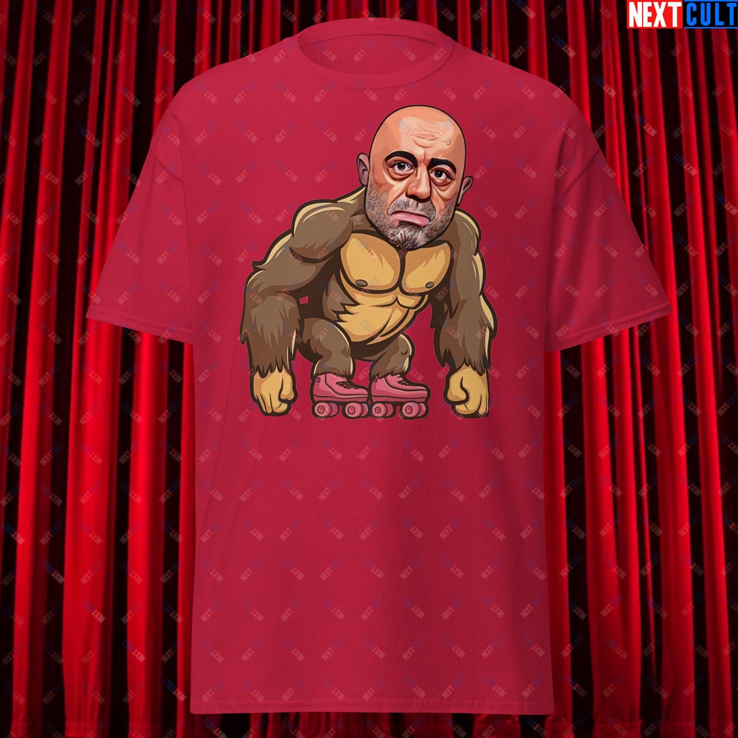 Joe Rogan Ape Roller-Blading Funny JRE Podcast Unisex tee Cardinal T-shirts Joe Rogan Podcasts Stand-up Comedy Next Cult Brand