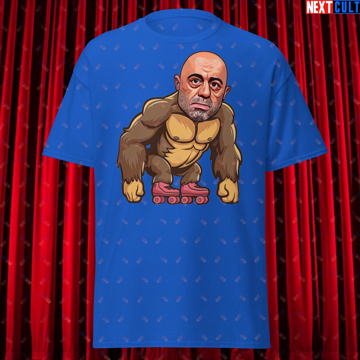 Joe Rogan Ape Roller-Blading Funny JRE Podcast Unisex tee Royal T-shirts Joe Rogan Podcasts Stand-up Comedy Next Cult Brand