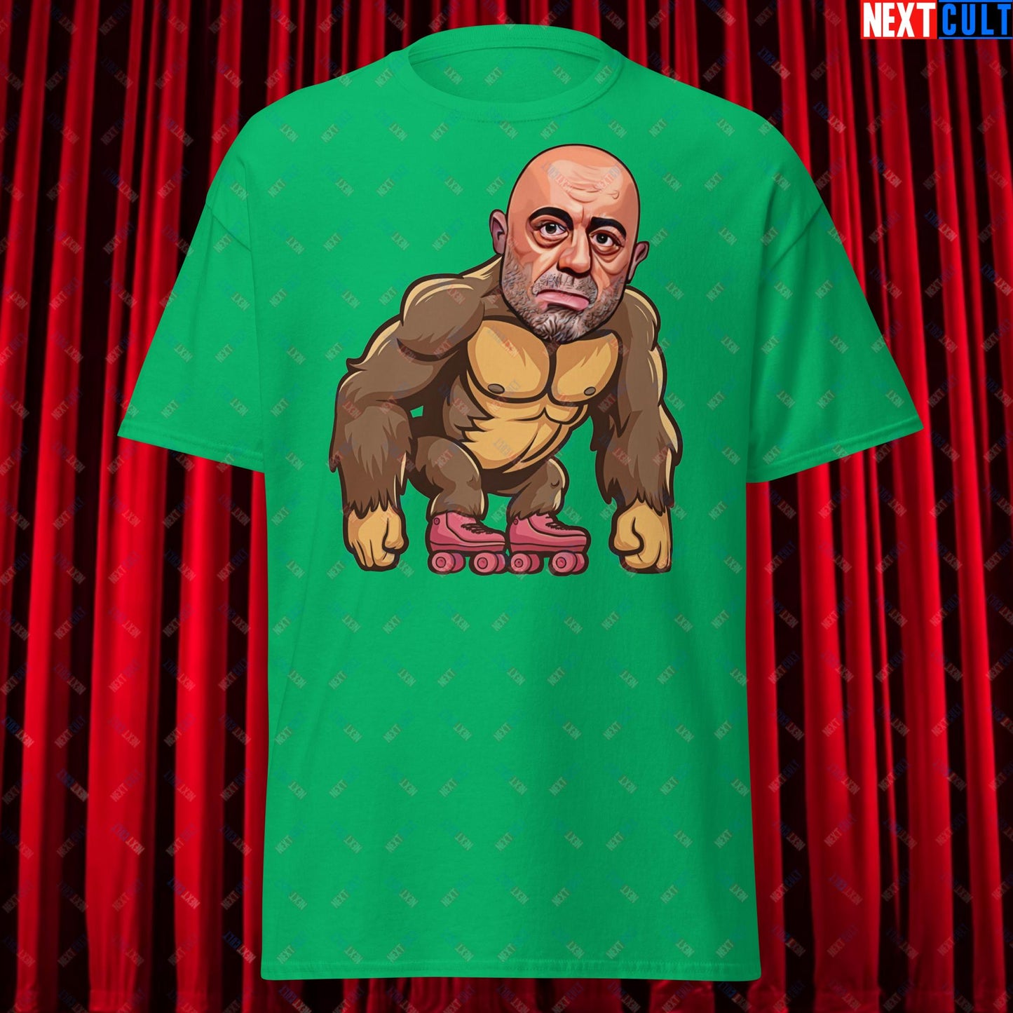 Joe Rogan Ape Roller-Blading Funny JRE Podcast Unisex tee Irish Green T-shirts Joe Rogan Podcasts Stand-up Comedy Next Cult Brand