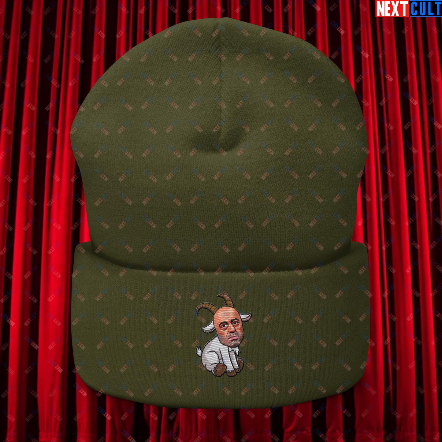 Joe Rogan G.O.A.T. Greatest of All Time Funny Podcast Stand-up Comedy Cuffed Beanie Olive Hats G.O.A.T. Joe Rogan Podcasts Stand-up Comedy Next Cult Brand