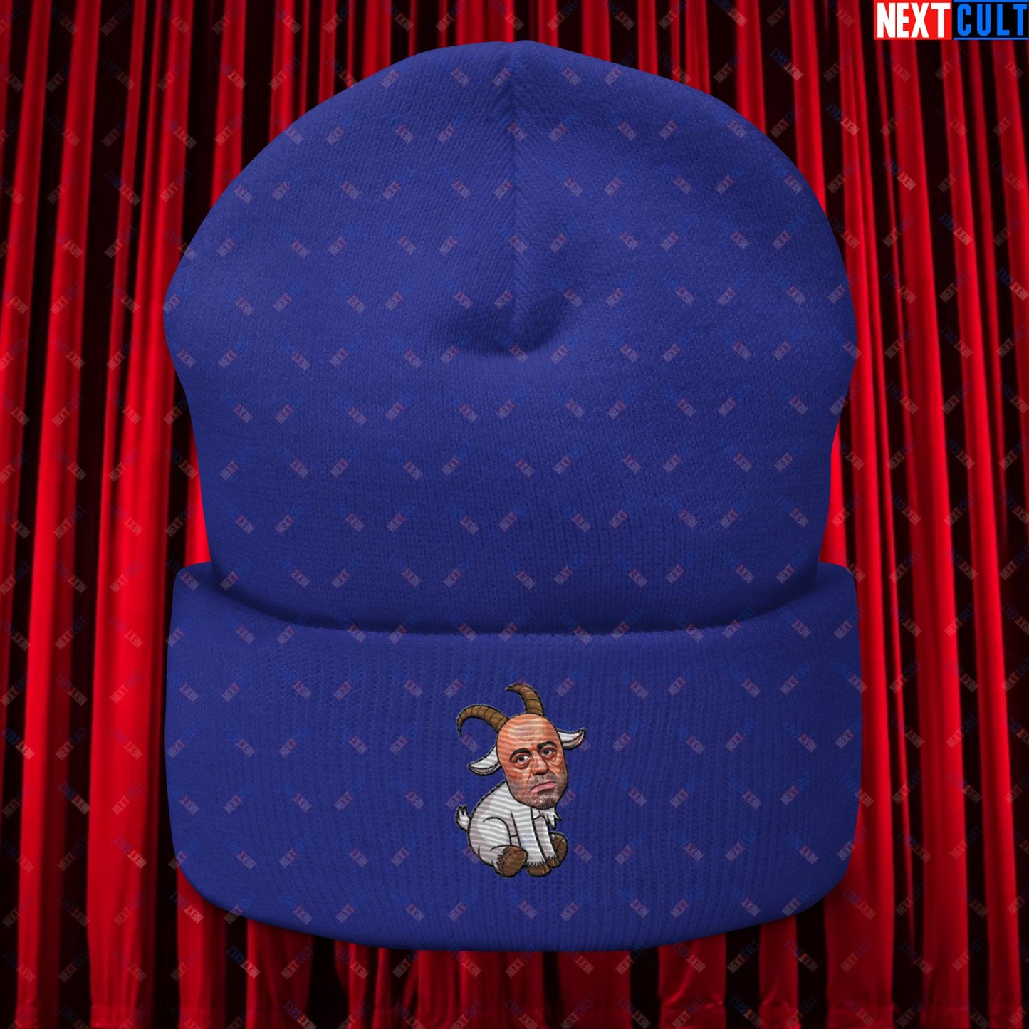 Joe Rogan G.O.A.T. Greatest of All Time Funny Podcast Stand-up Comedy Cuffed Beanie Royal Hats G.O.A.T. Joe Rogan Podcasts Stand-up Comedy Next Cult Brand