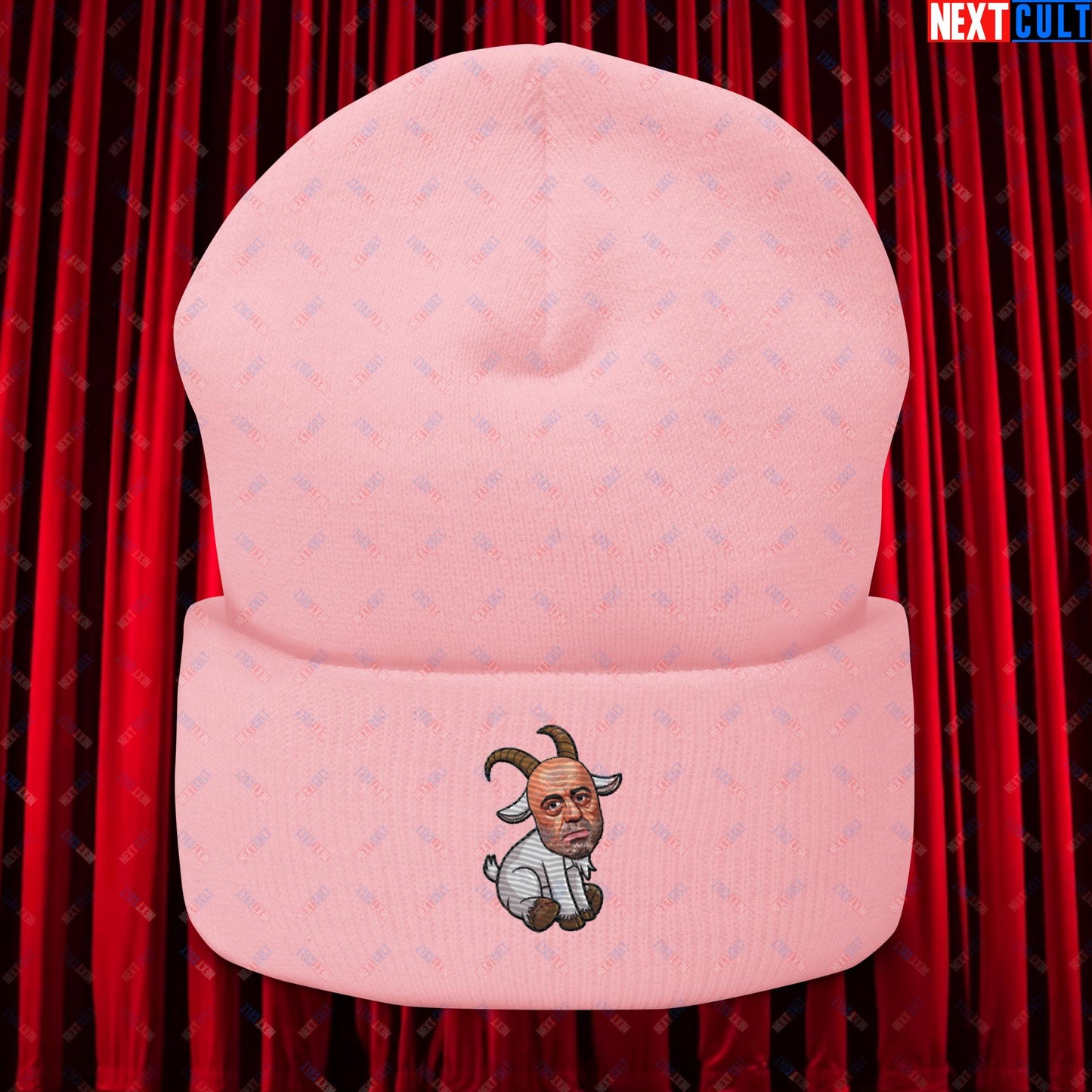Joe Rogan G.O.A.T. Greatest of All Time Funny Podcast Stand-up Comedy Cuffed Beanie Baby Pink Hats G.O.A.T. Joe Rogan Podcasts Stand-up Comedy Next Cult Brand