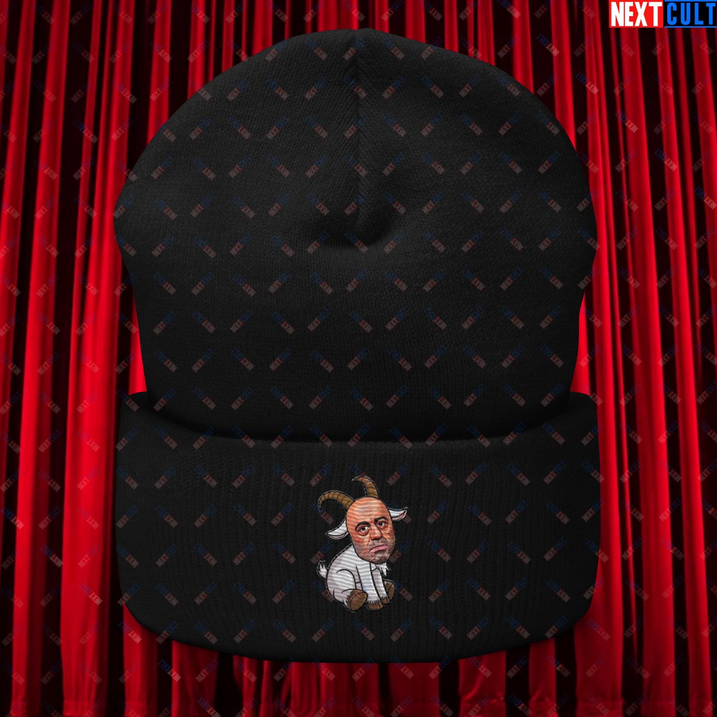 Joe Rogan G.O.A.T. Greatest of All Time Funny Podcast Stand-up Comedy Cuffed Beanie Black Hats G.O.A.T. Joe Rogan Podcasts Stand-up Comedy Next Cult Brand