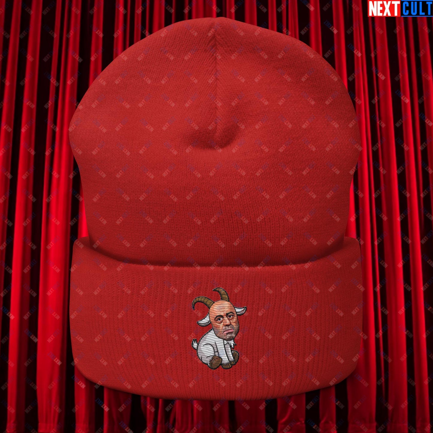 Joe Rogan G.O.A.T. Greatest of All Time Funny Podcast Stand-up Comedy Cuffed Beanie Red Hats G.O.A.T. Joe Rogan Podcasts Stand-up Comedy Next Cult Brand