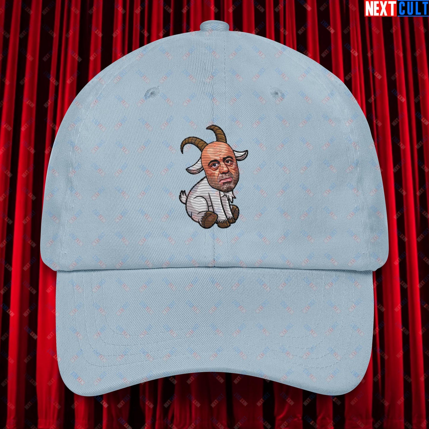 Joe Rogan G.O.A.T. Greatest of All Time Funny Podcast Stand-up Comedy Dad hat Light Blue Hats G.O.A.T. Joe Rogan Podcasts Stand-up Comedy Next Cult Brand