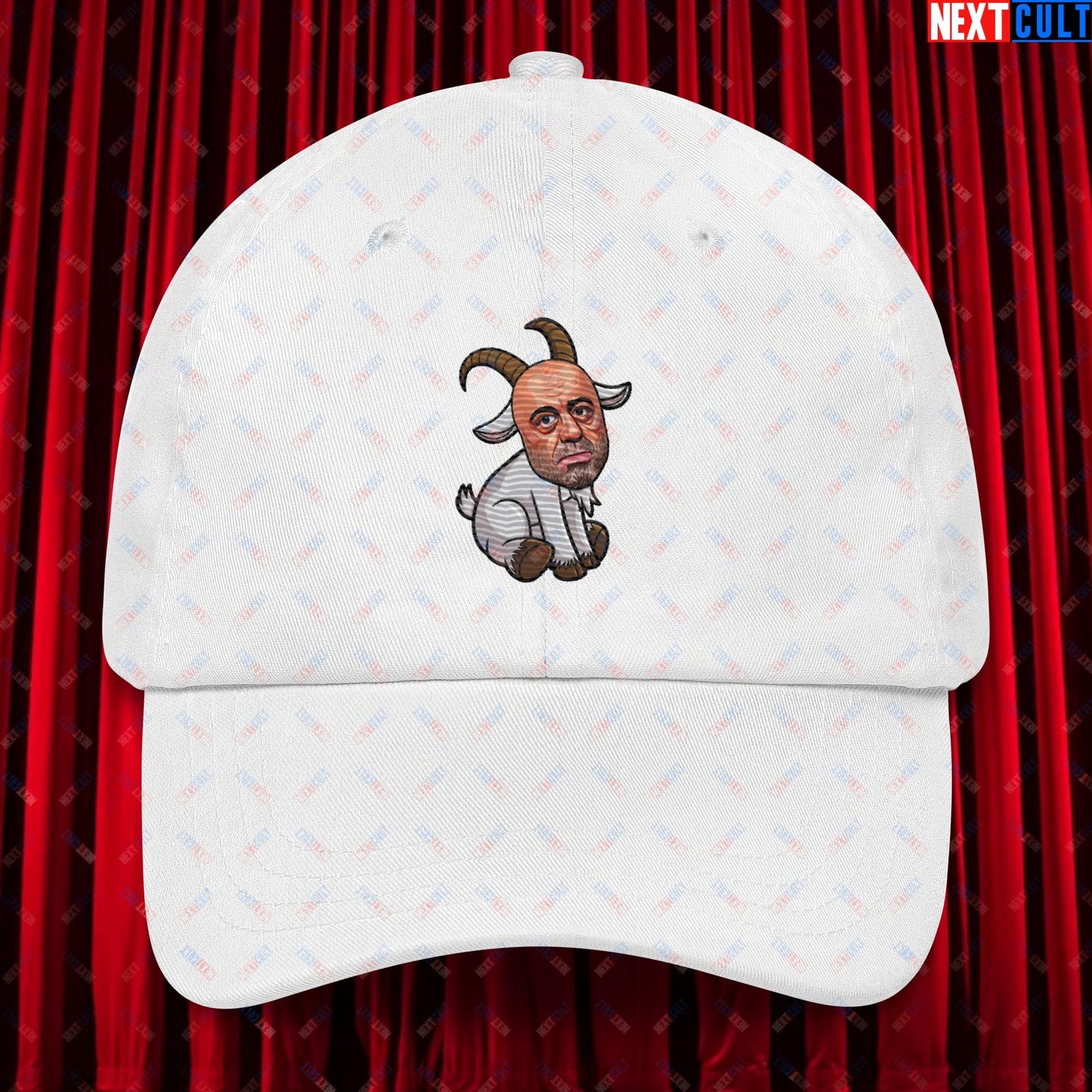 Joe Rogan G.O.A.T. Greatest of All Time Funny Podcast Stand-up Comedy Dad hat White Hats G.O.A.T. Joe Rogan Podcasts Stand-up Comedy Next Cult Brand