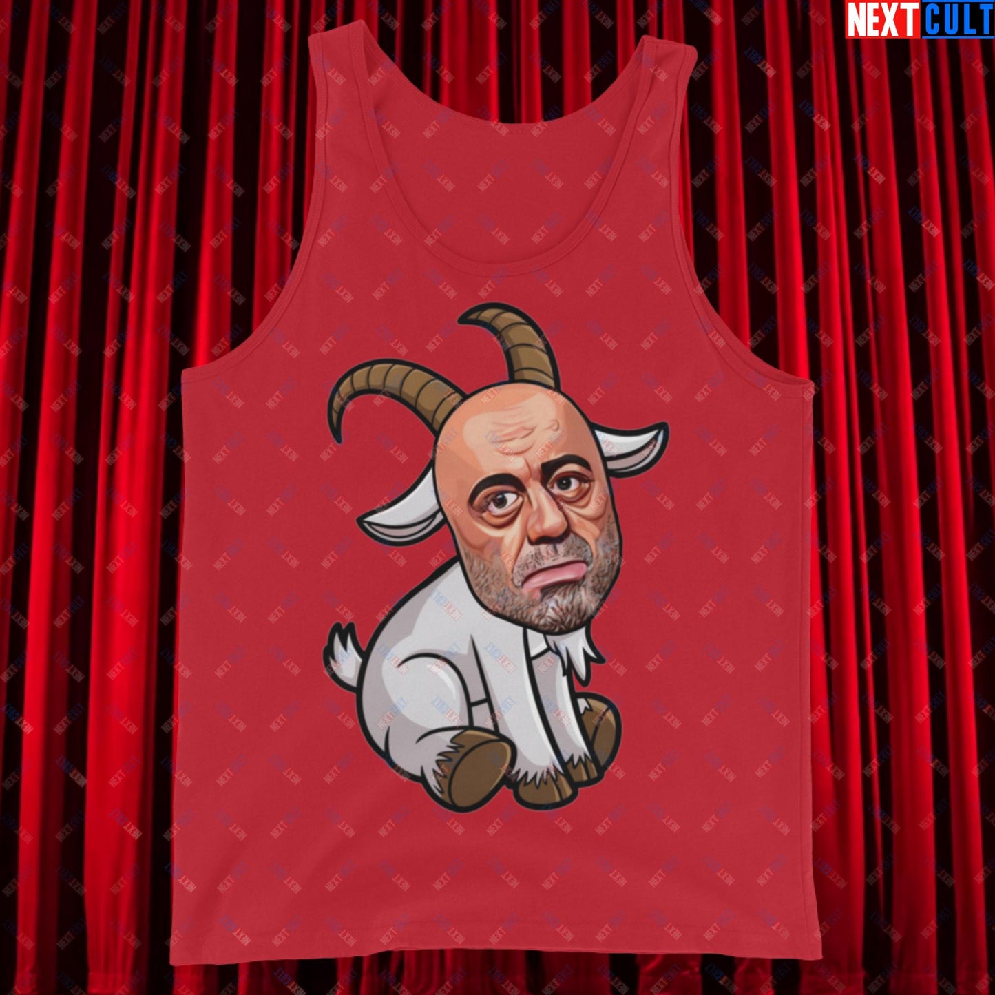 Joe Rogan G.O.A.T. Greatest of All Time Funny Podcast Stand-up Comedy Tank Top Red Tank Tops G.O.A.T. Joe Rogan Podcasts Stand-up Comedy Next Cult Brand