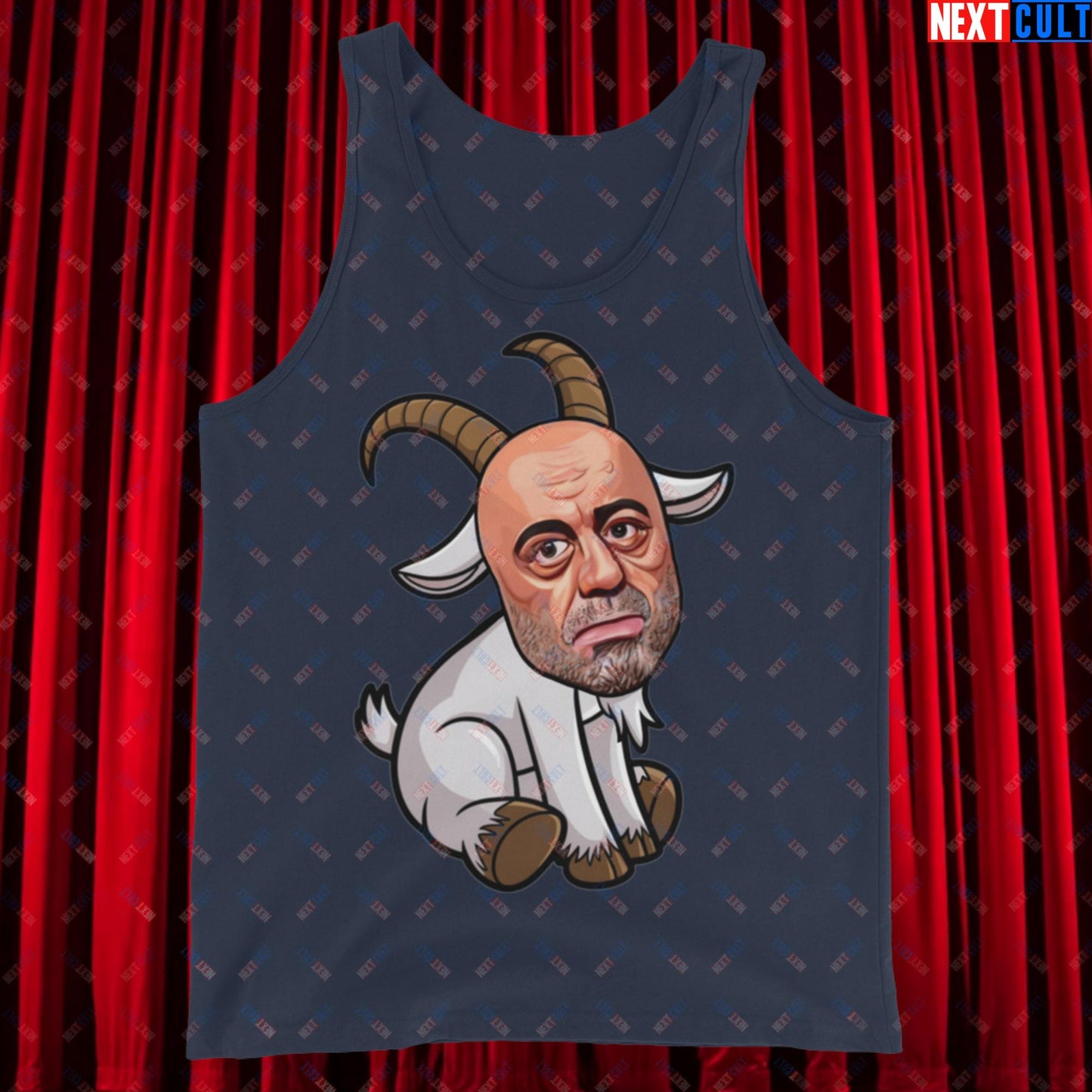Joe Rogan G.O.A.T. Greatest of All Time Funny Podcast Stand-up Comedy Tank Top Navy Tank Tops G.O.A.T. Joe Rogan Podcasts Stand-up Comedy Next Cult Brand