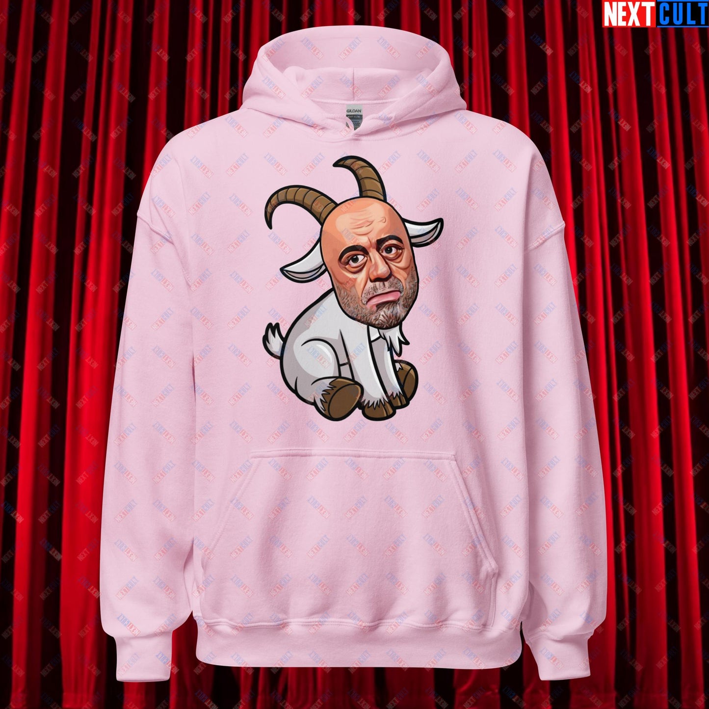 Joe Rogan G.O.A.T. Greatest of All Time Funny Podcast Stand-up Comedy Unisex Hoodie Light Pink Hoodies G.O.A.T. Joe Rogan Podcasts Stand-up Comedy Next Cult Brand