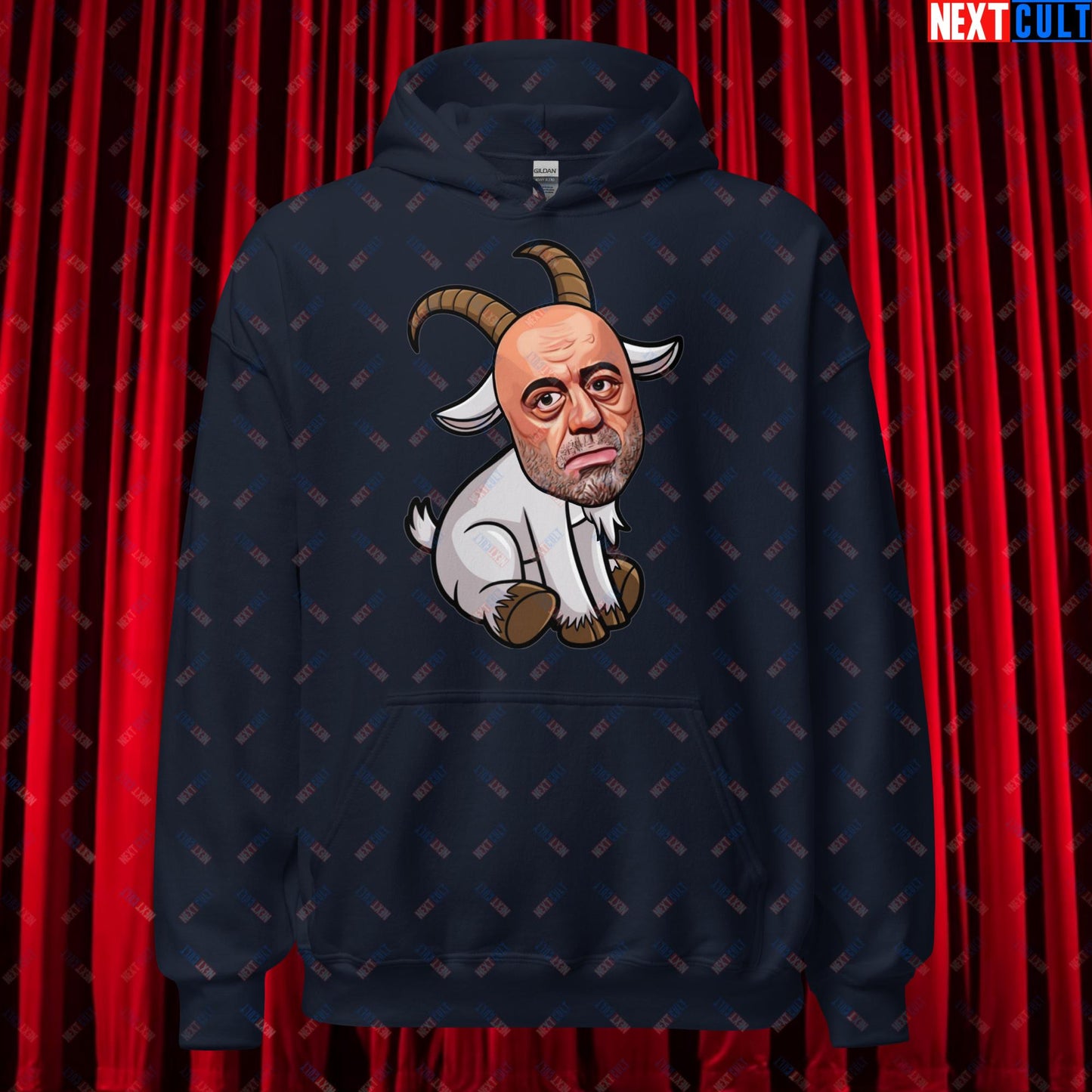 Joe Rogan G.O.A.T. Greatest of All Time Funny Podcast Stand-up Comedy Unisex Hoodie Navy Hoodies G.O.A.T. Joe Rogan Podcasts Stand-up Comedy Next Cult Brand