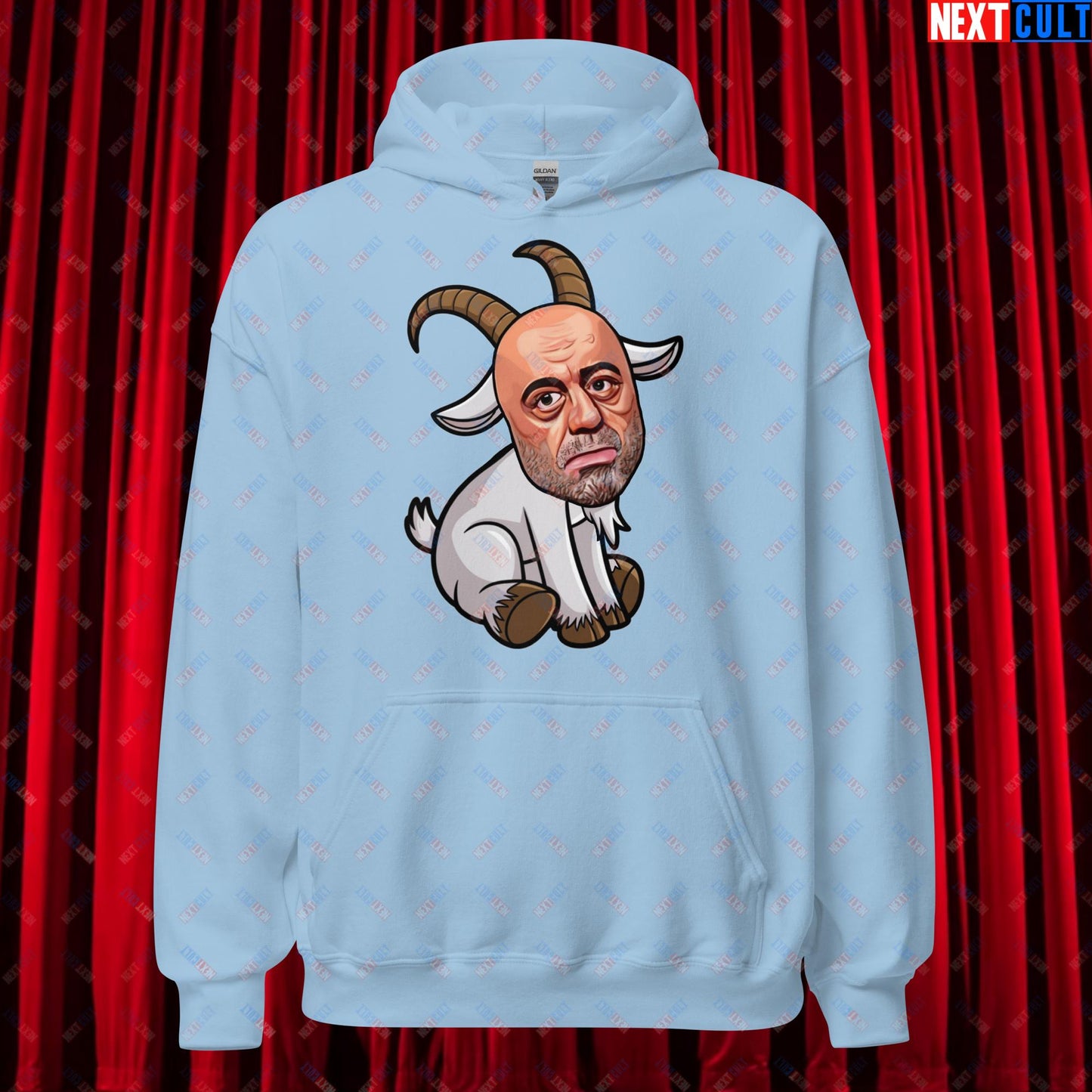 Joe Rogan G.O.A.T. Greatest of All Time Funny Podcast Stand-up Comedy Unisex Hoodie Light Blue Hoodies G.O.A.T. Joe Rogan Podcasts Stand-up Comedy Next Cult Brand