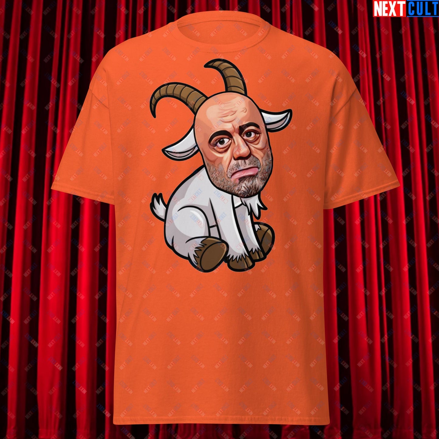 Joe Rogan G.O.A.T. Greatest of All Time Funny Podcast Stand-up Comedy Unisex tee Orange T-shirts G.O.A.T. Joe Rogan Podcasts Stand-up Comedy Next Cult Brand