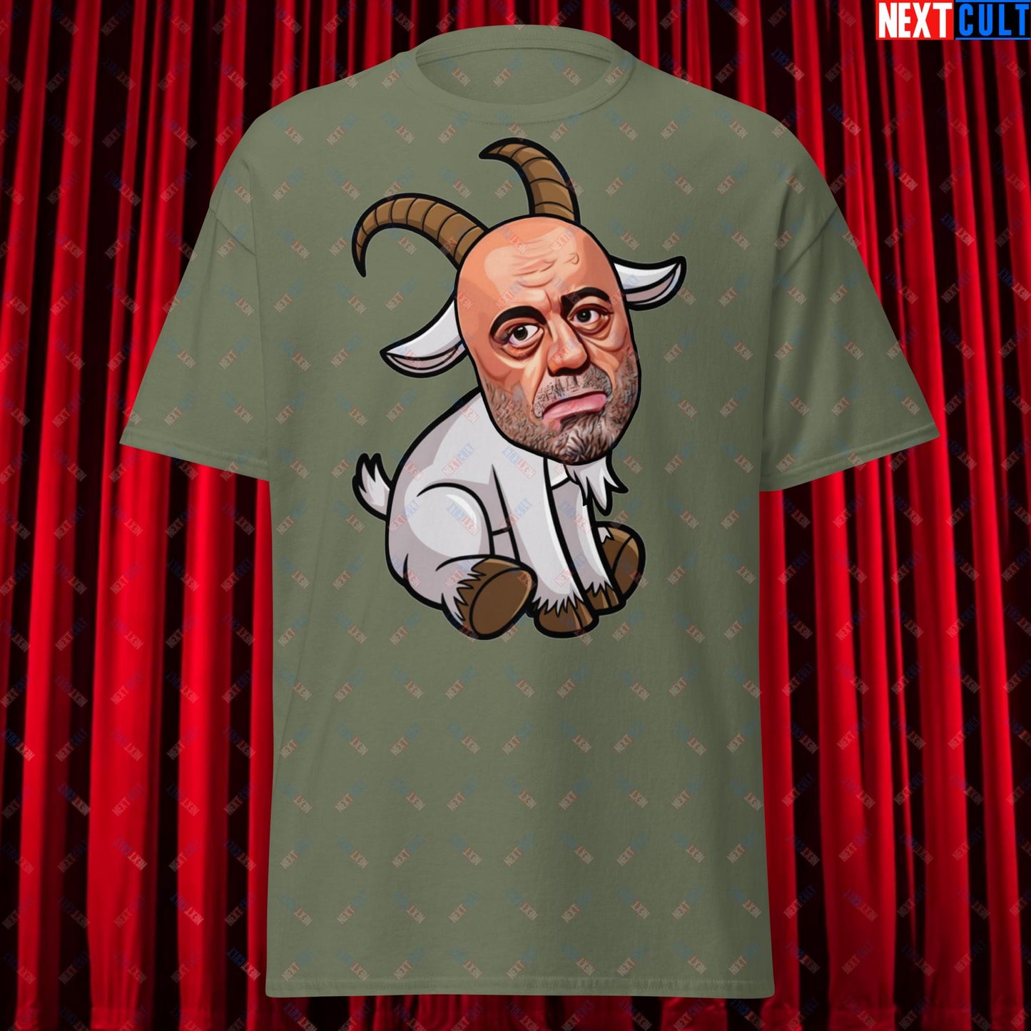 Joe Rogan G.O.A.T. Greatest of All Time Funny Podcast Stand-up Comedy Unisex tee Military Green T-shirts G.O.A.T. Joe Rogan Podcasts Stand-up Comedy Next Cult Brand