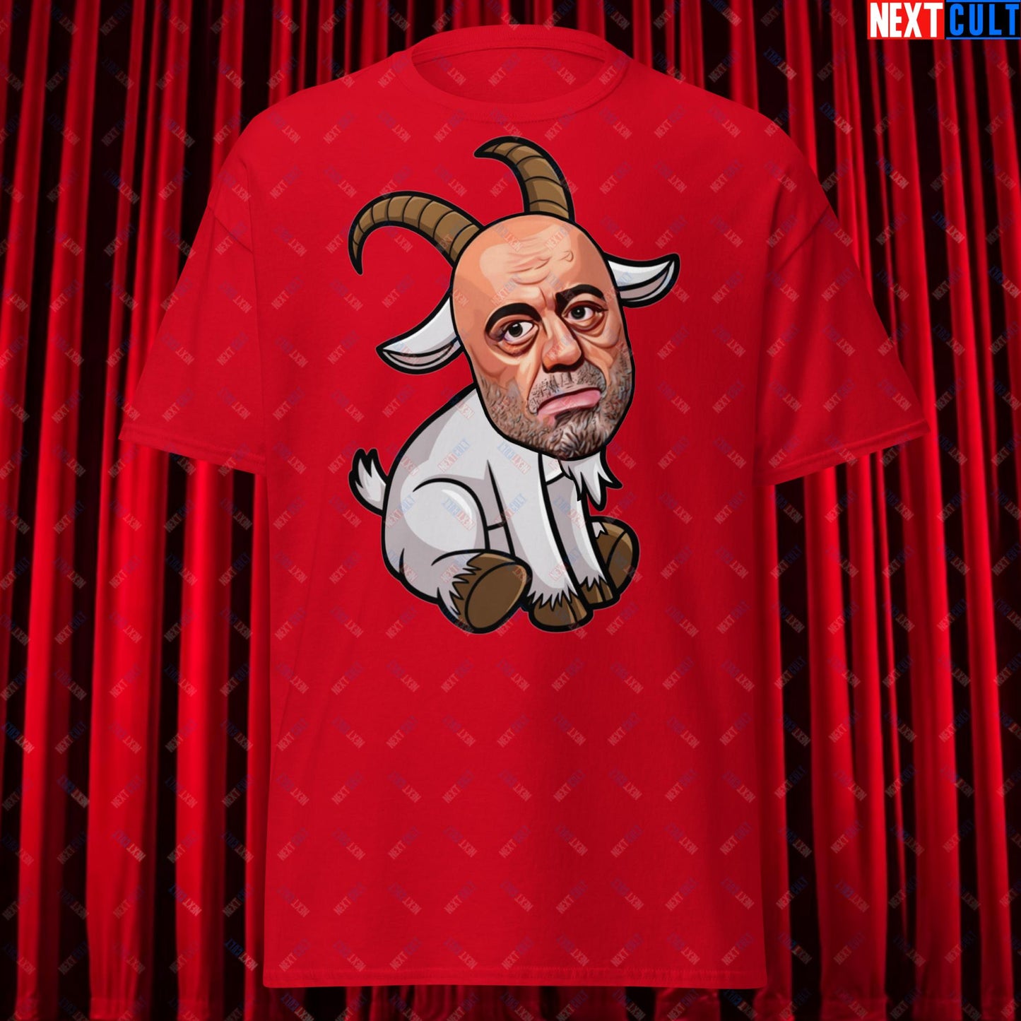 Joe Rogan G.O.A.T. Greatest of All Time Funny Podcast Stand-up Comedy Unisex tee Red T-shirts G.O.A.T. Joe Rogan Podcasts Stand-up Comedy Next Cult Brand