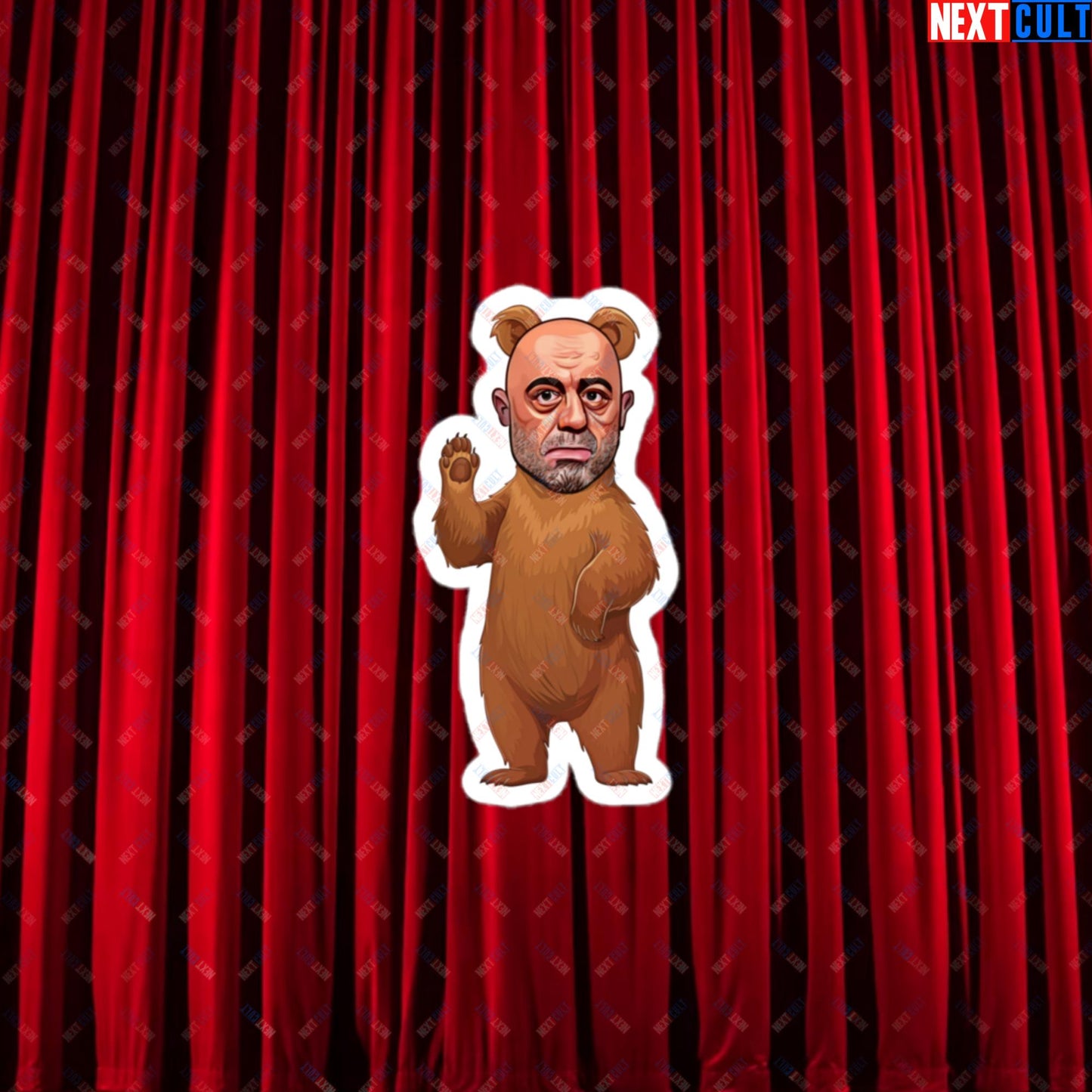 Joe Rogan Grizzly Bear Rogie Bear Funny JRE Podcast Bubble-free stickers 3″×3″ Stickers Joe Rogan Podcasts Stand-up Comedy Next Cult Brand