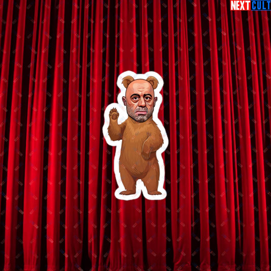 Joe Rogan Grizzly Bear Rogie Bear Funny JRE Podcast Bubble-free stickers 3″×3″ Stickers Joe Rogan Podcasts Stand-up Comedy Next Cult Brand