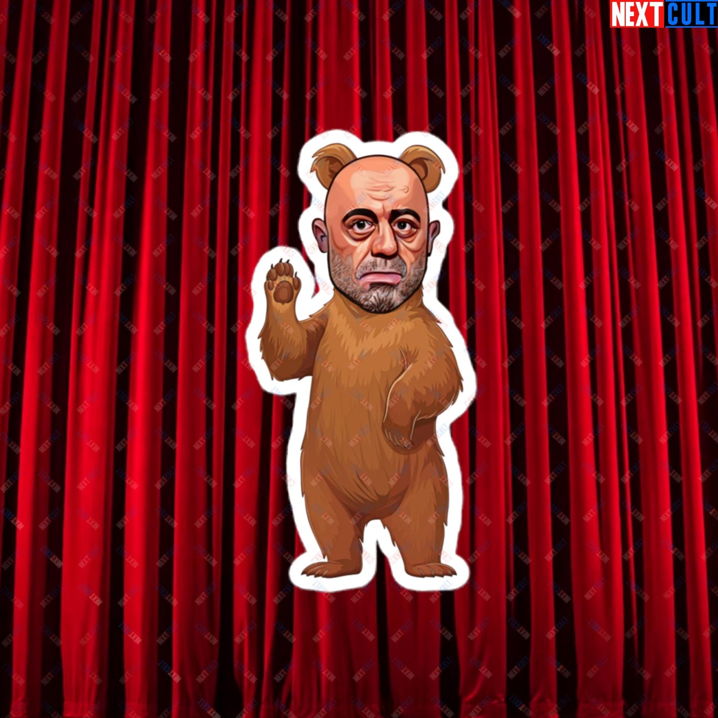 Joe Rogan Grizzly Bear Rogie Bear Funny JRE Podcast Bubble-free stickers 4″×4″ Stickers Joe Rogan Podcasts Stand-up Comedy Next Cult Brand