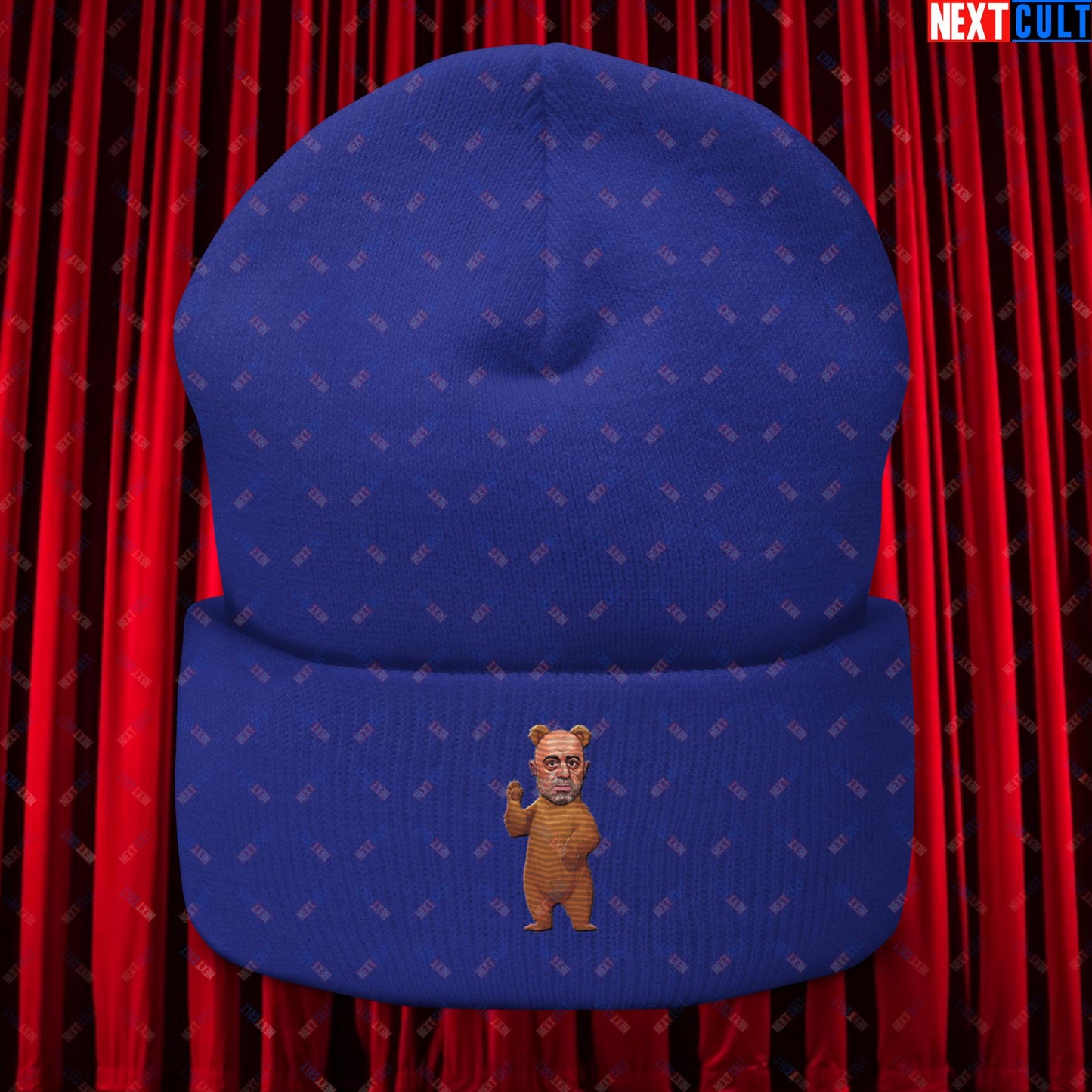 Joe Rogan Grizzly Bear Rogie Bear Funny JRE Podcast Cuffed Beanie Royal Hats Joe Rogan Podcasts Stand-up Comedy Next Cult Brand
