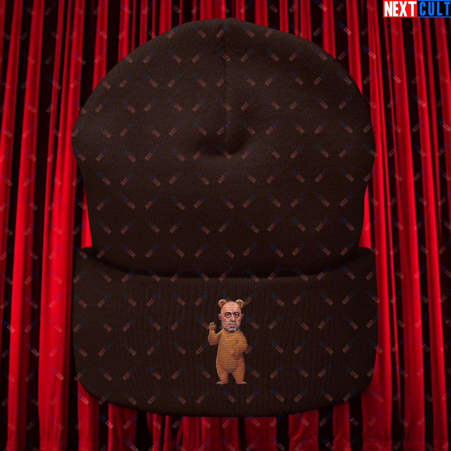 Joe Rogan Grizzly Bear Rogie Bear Funny JRE Podcast Cuffed Beanie Brown Hats Joe Rogan Podcasts Stand-up Comedy Next Cult Brand