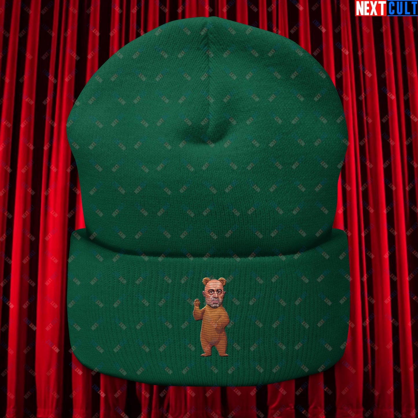 Joe Rogan Grizzly Bear Rogie Bear Funny JRE Podcast Cuffed Beanie Spruce Hats Joe Rogan Podcasts Stand-up Comedy Next Cult Brand