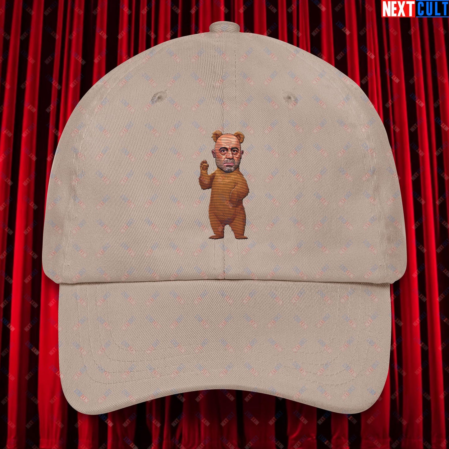 Joe Rogan Grizzly Bear Rogie Bear Funny JRE Podcast Dad hat Stone Hats Joe Rogan Podcasts Stand-up Comedy Next Cult Brand