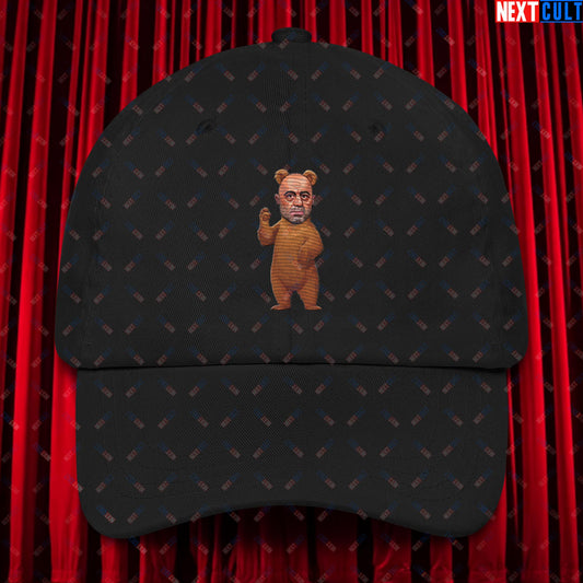 Joe Rogan Grizzly Bear Rogie Bear Funny JRE Podcast Dad hat Black Hats Joe Rogan Podcasts Stand-up Comedy Next Cult Brand