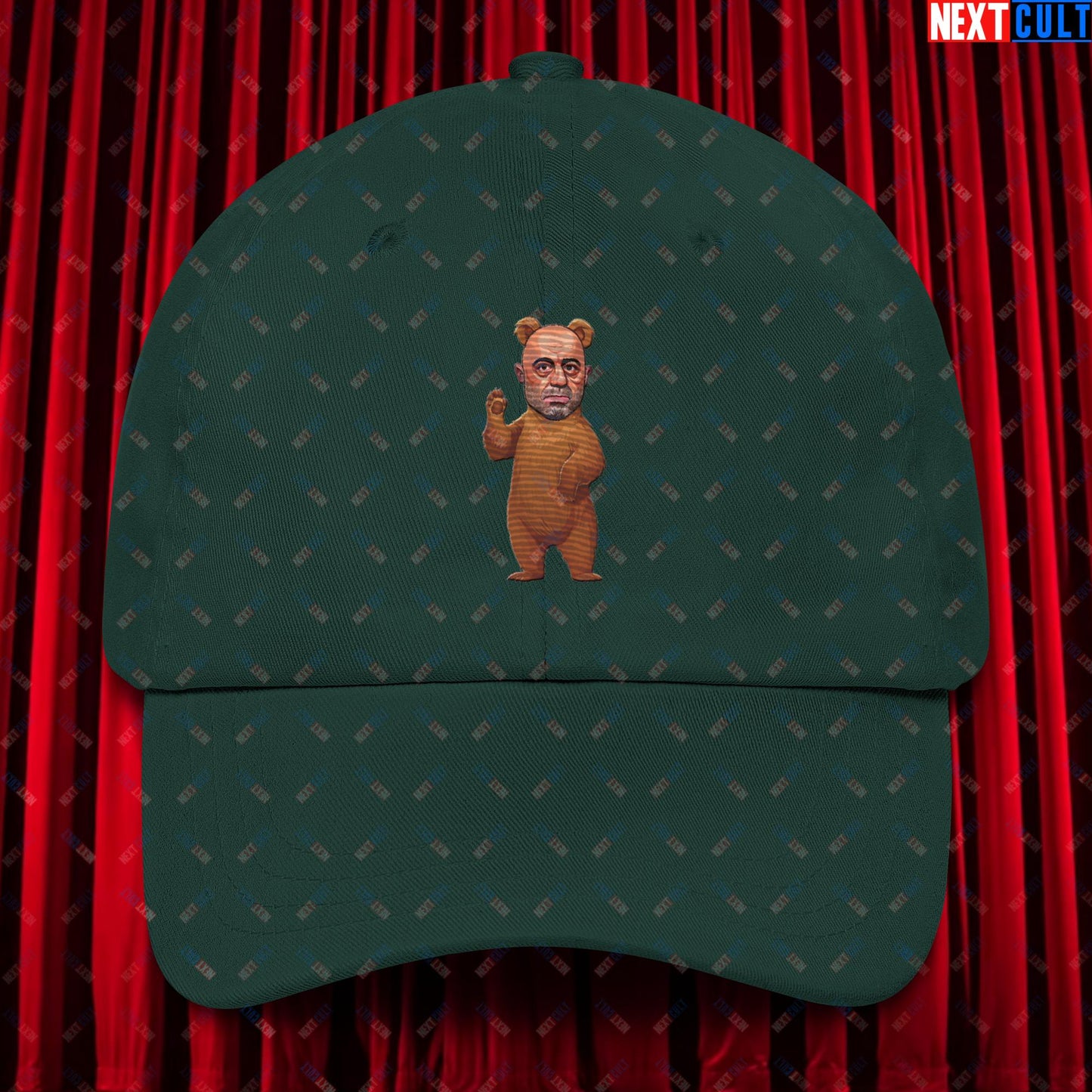 Joe Rogan Grizzly Bear Rogie Bear Funny JRE Podcast Dad hat Spruce Hats Joe Rogan Podcasts Stand-up Comedy Next Cult Brand