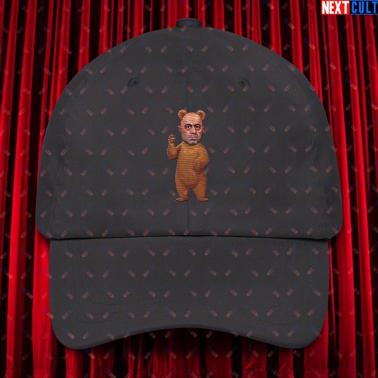 Joe Rogan Grizzly Bear Rogie Bear Funny JRE Podcast Dad hat Dark Grey Hats Joe Rogan Podcasts Stand-up Comedy Next Cult Brand