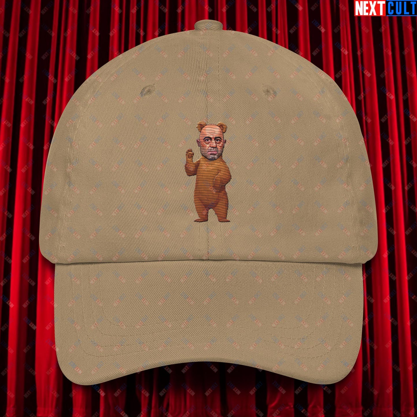 Joe Rogan Grizzly Bear Rogie Bear Funny JRE Podcast Dad hat Khaki Hats Joe Rogan Podcasts Stand-up Comedy Next Cult Brand