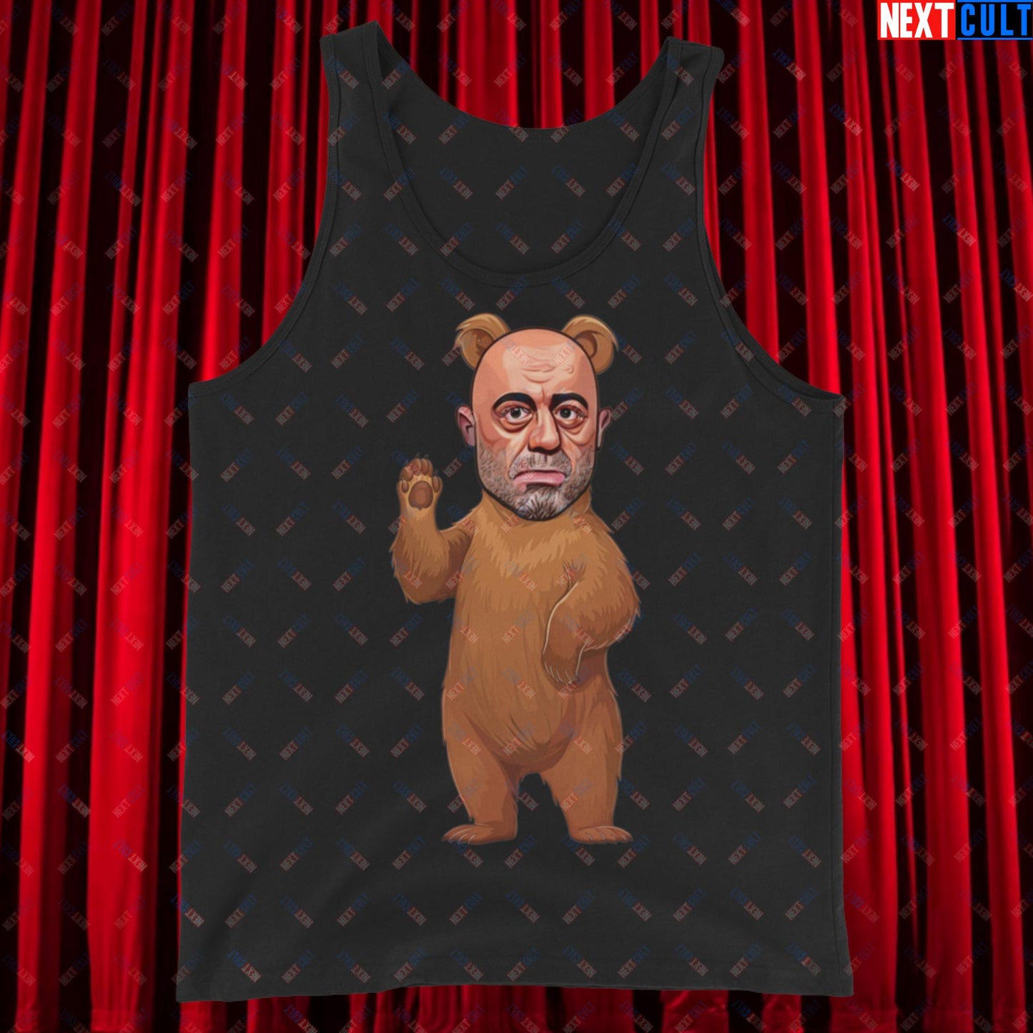 Joe Rogan Grizzly Bear Rogie Bear Funny JRE Podcast Tank Top Black Tank Tops Joe Rogan Podcasts Stand-up Comedy Next Cult Brand