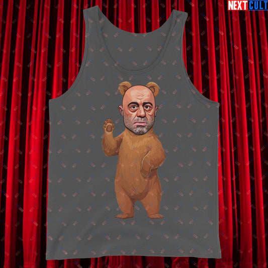 Joe Rogan Grizzly Bear Rogie Bear Funny JRE Podcast Tank Top Asphalt Tank Tops Joe Rogan Podcasts Stand-up Comedy Next Cult Brand