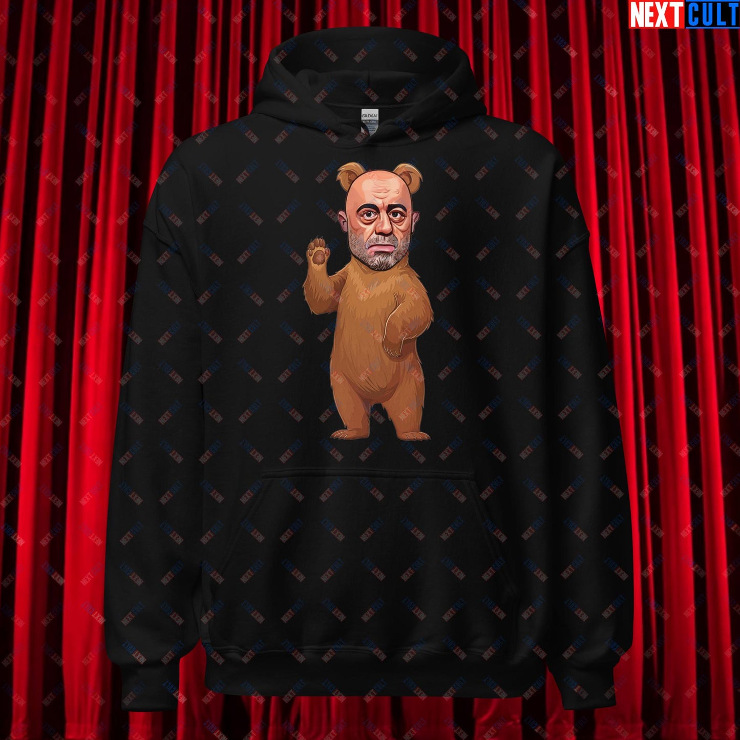 Joe Rogan Grizzly Bear Rogie Bear Funny JRE Podcast Unisex Hoodie Black Hoodies Joe Rogan Podcasts Stand-up Comedy Next Cult Brand