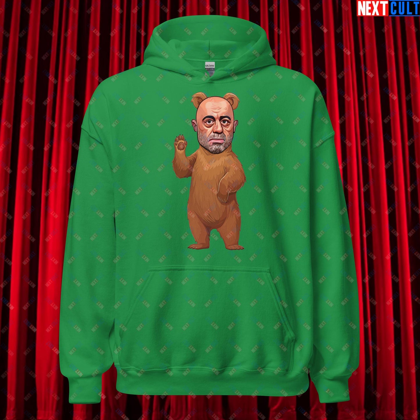 Joe Rogan Grizzly Bear Rogie Bear Funny JRE Podcast Unisex Hoodie Irish Green Hoodies Joe Rogan Podcasts Stand-up Comedy Next Cult Brand