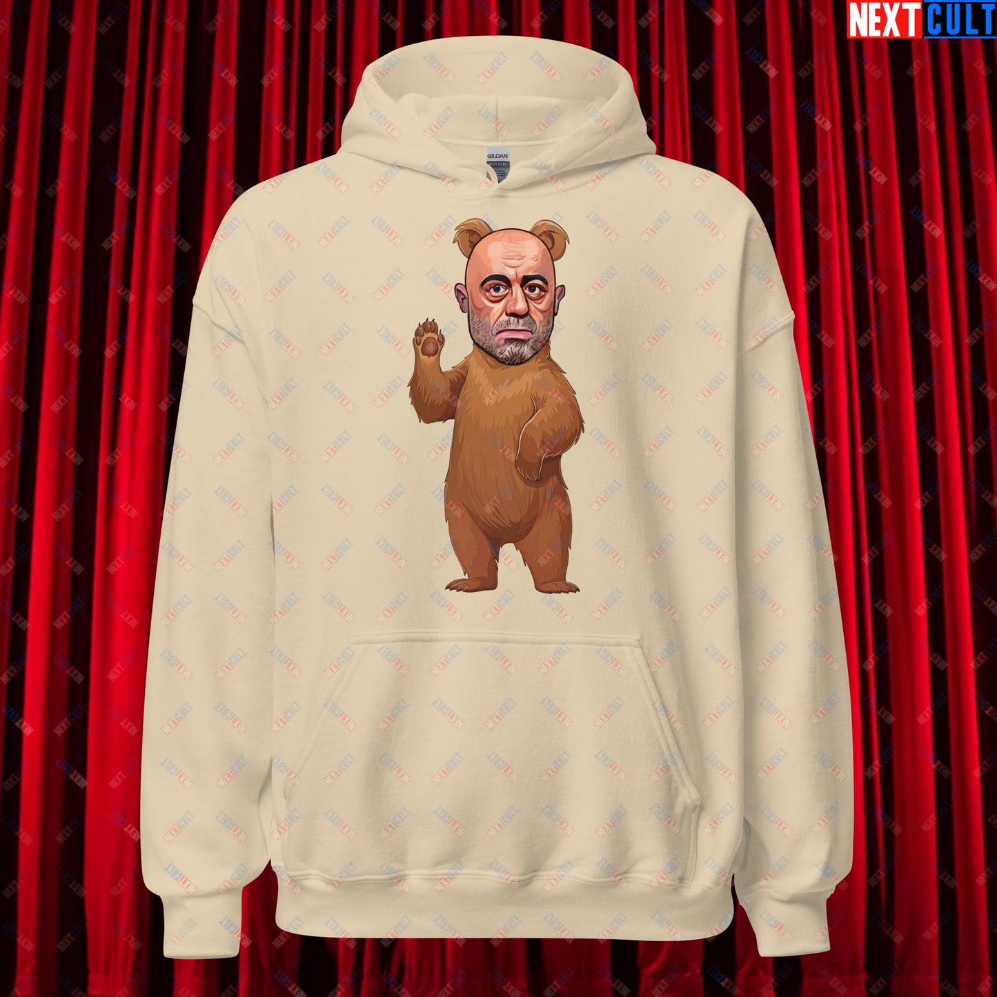 Joe Rogan Grizzly Bear Rogie Bear Funny JRE Podcast Unisex Hoodie Sand Hoodies Joe Rogan Podcasts Stand-up Comedy Next Cult Brand