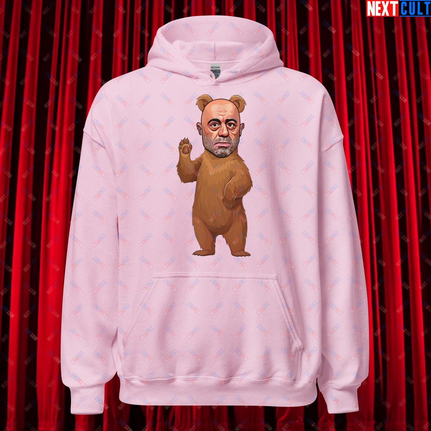 Joe Rogan Grizzly Bear Rogie Bear Funny JRE Podcast Unisex Hoodie Light Pink Hoodies Joe Rogan Podcasts Stand-up Comedy Next Cult Brand