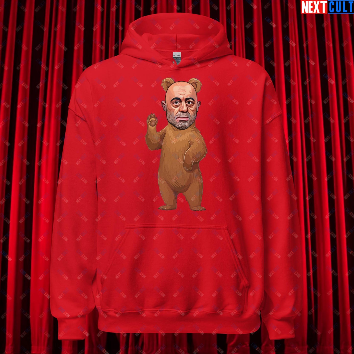 Joe Rogan Grizzly Bear Rogie Bear Funny JRE Podcast Unisex Hoodie Red Hoodies Joe Rogan Podcasts Stand-up Comedy Next Cult Brand