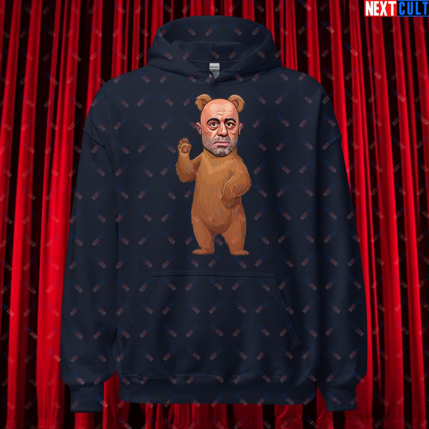 Joe Rogan Grizzly Bear Rogie Bear Funny JRE Podcast Unisex Hoodie Navy Hoodies Joe Rogan Podcasts Stand-up Comedy Next Cult Brand