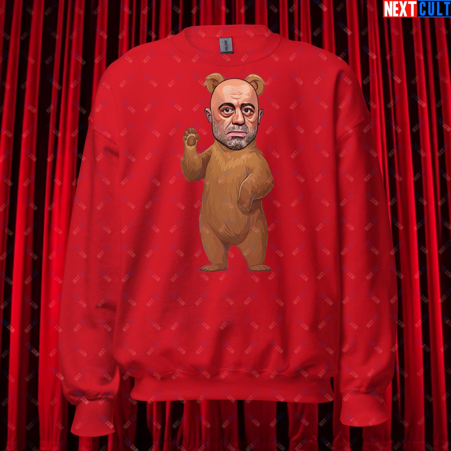 Joe Rogan Grizzly Bear Rogie Bear Funny JRE Podcast Unisex Sweatshirt Red Sweatshirts Joe Rogan Podcasts Stand-up Comedy Next Cult Brand