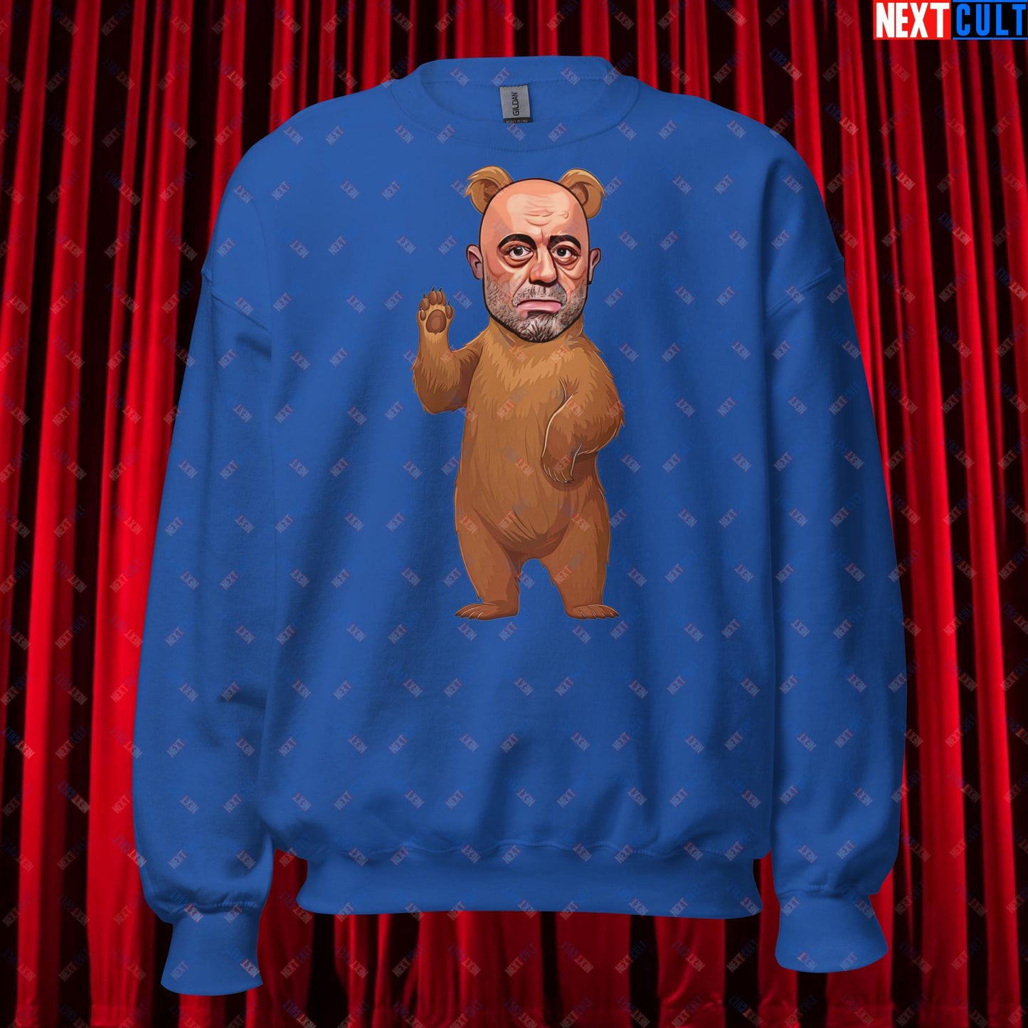 Joe Rogan Grizzly Bear Rogie Bear Funny JRE Podcast Unisex Sweatshirt Royal Sweatshirts Joe Rogan Podcasts Stand-up Comedy Next Cult Brand