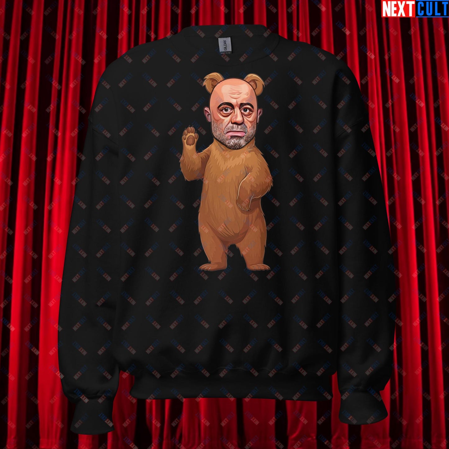 Joe Rogan Grizzly Bear Rogie Bear Funny JRE Podcast Unisex Sweatshirt Black Sweatshirts Joe Rogan Podcasts Stand-up Comedy Next Cult Brand