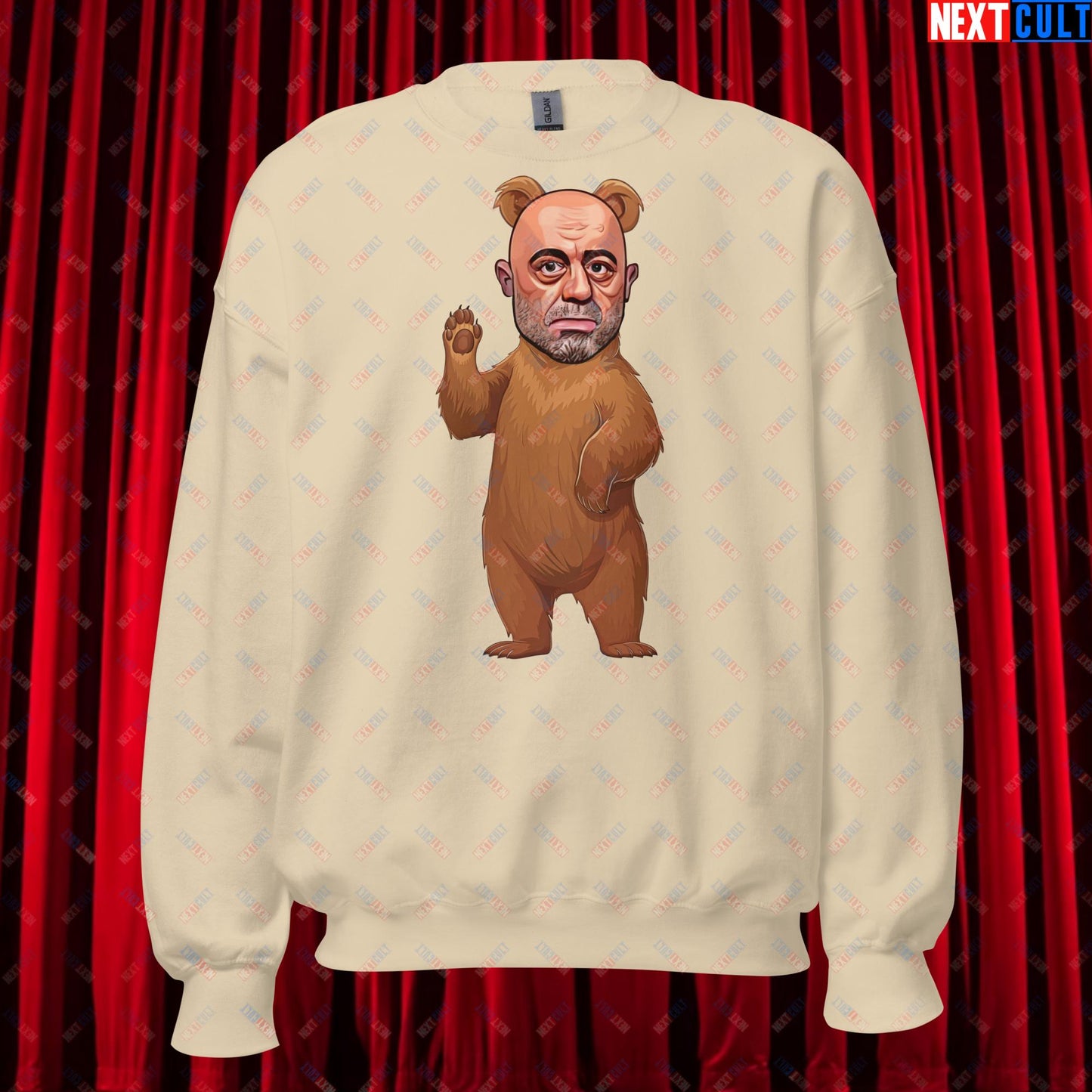 Joe Rogan Grizzly Bear Rogie Bear Funny JRE Podcast Unisex Sweatshirt Sand Sweatshirts Joe Rogan Podcasts Stand-up Comedy Next Cult Brand