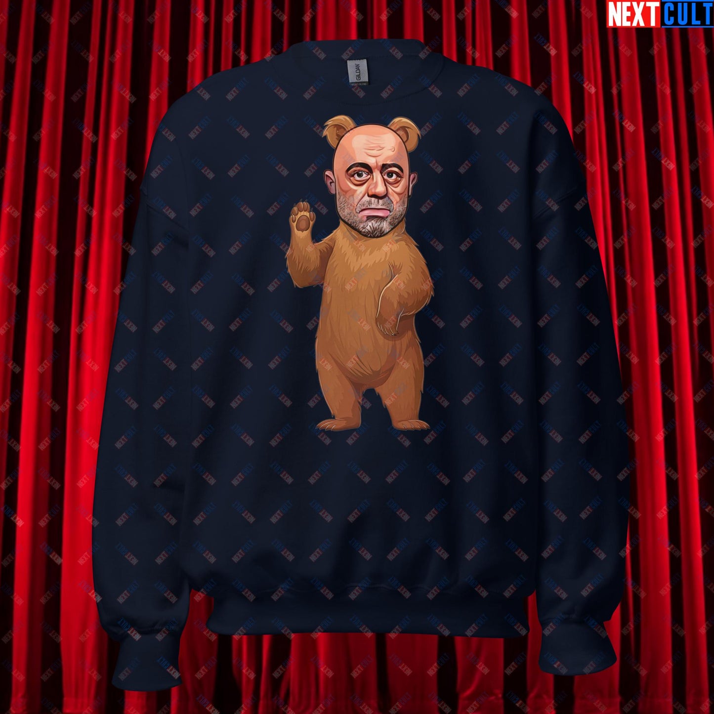 Joe Rogan Grizzly Bear Rogie Bear Funny JRE Podcast Unisex Sweatshirt Navy Sweatshirts Joe Rogan Podcasts Stand-up Comedy Next Cult Brand
