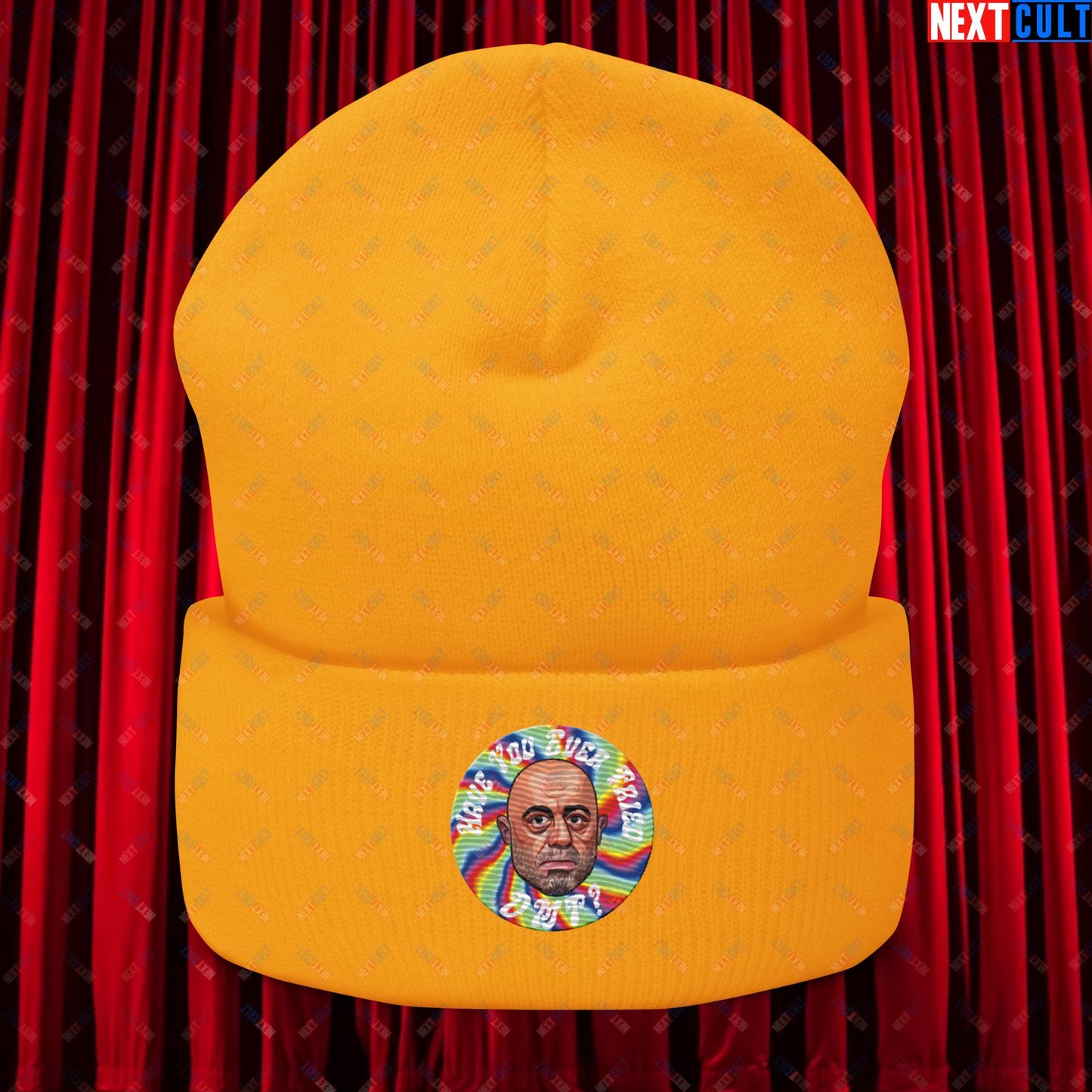 Joe Rogan Have You Ever Tried DMT Funny JRE Podcast Cuffed Beanie Gold Hats Joe Rogan Podcasts Stand-up Comedy Next Cult Brand