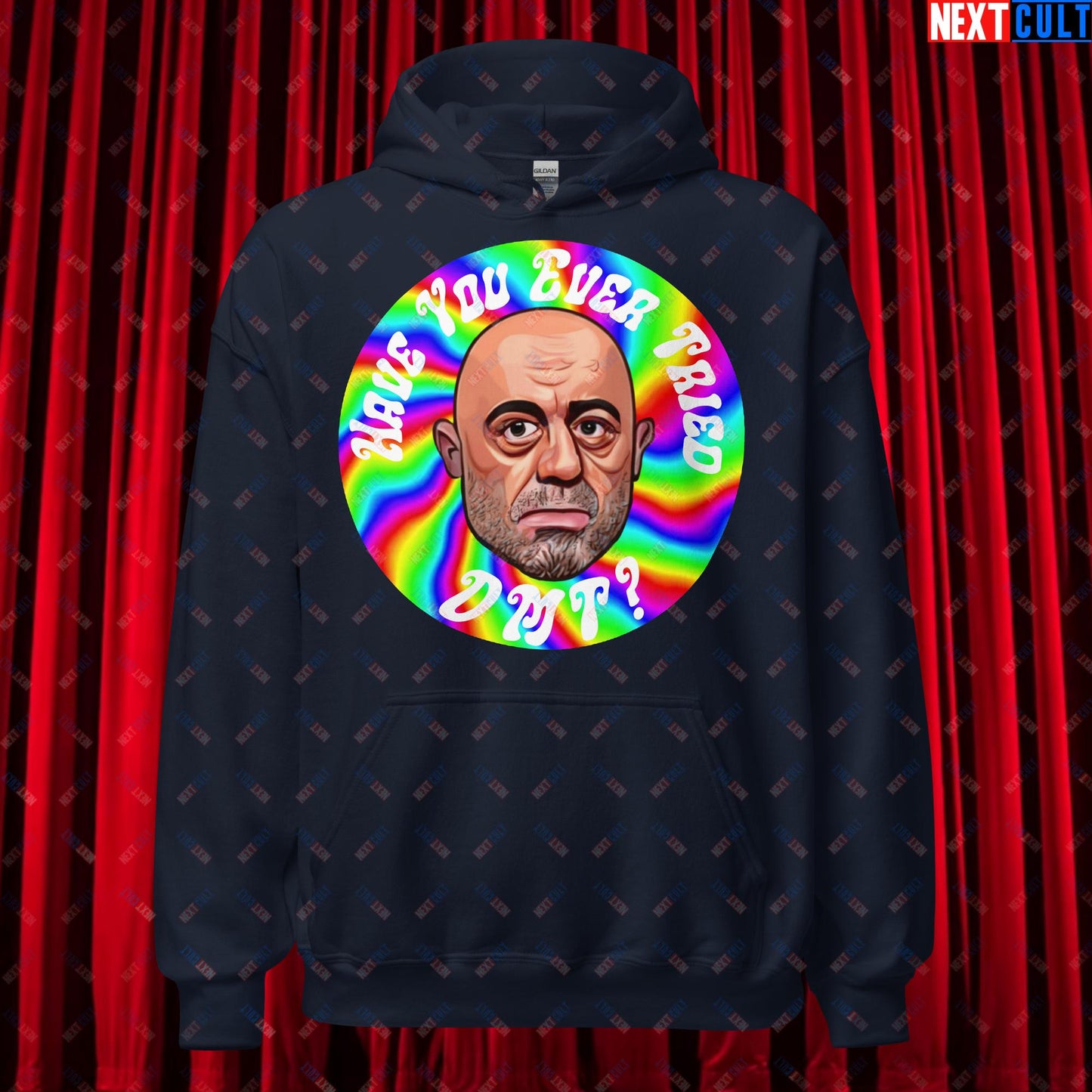 Joe Rogan Have You Ever Tried DMT Funny JRE Podcast Unisex Hoodie Navy Hoodies Joe Rogan Podcasts Stand-up Comedy Next Cult Brand