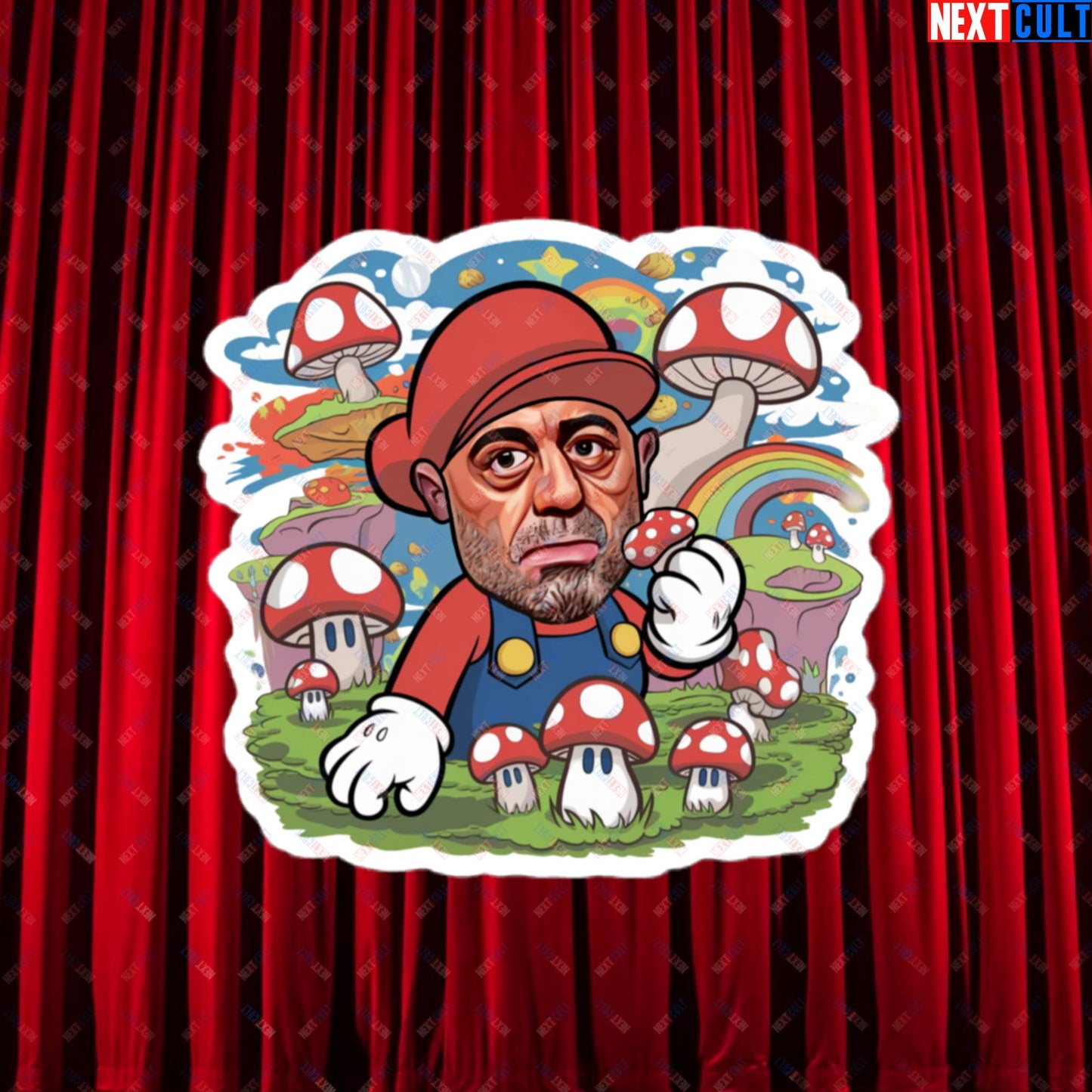 Joe Rogan Psilocybin Mushroom Funny Super Mario Magic Shrooms JRE Podcast Bubble-free stickers 4″×4″ Stickers Joe Rogan Podcasts Stand-up Comedy Video Games Next Cult Brand