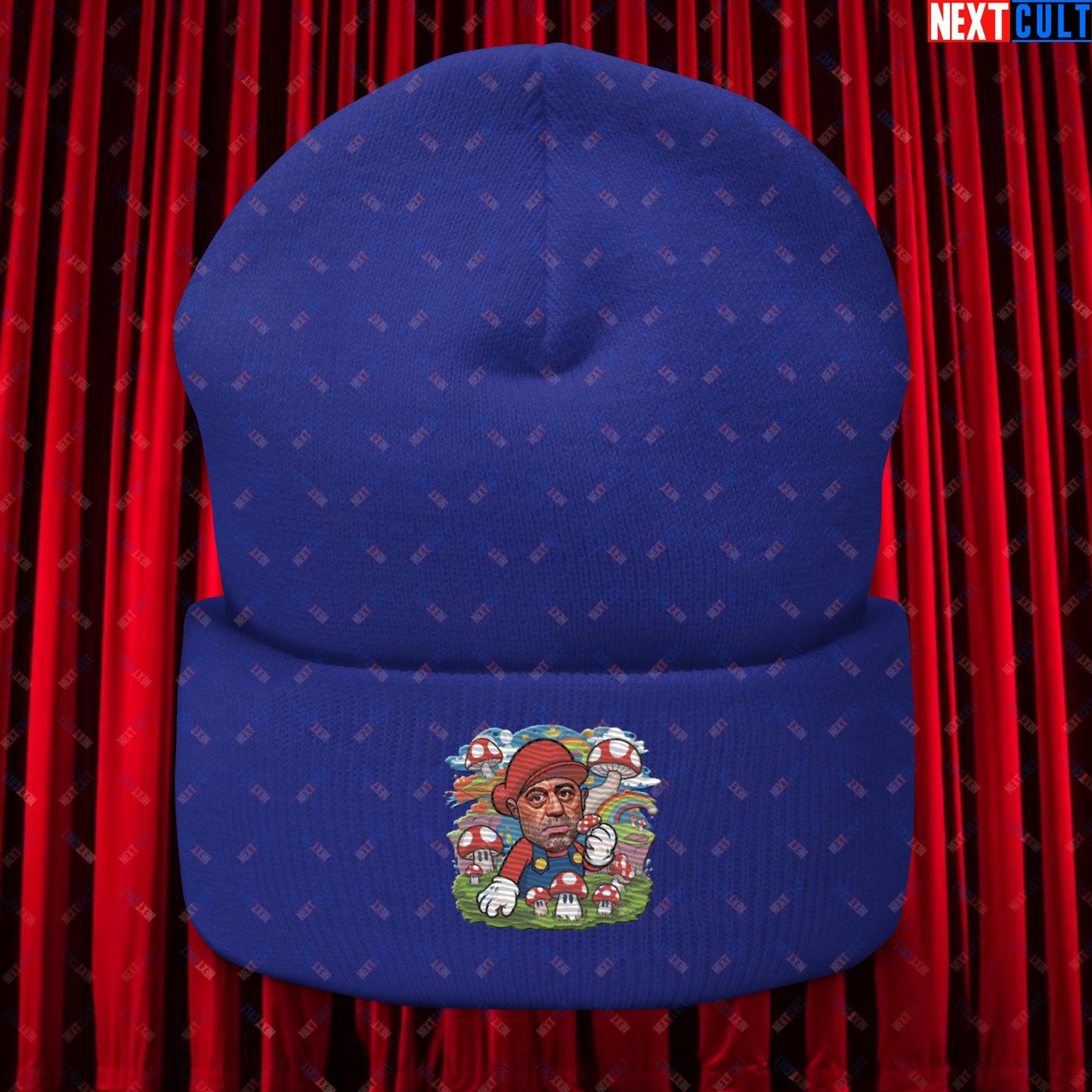 Joe Rogan Psilocybin Mushroom Funny Super Mario Magic Shrooms JRE Podcast Cuffed Beanie Royal Hats Joe Rogan Podcasts Stand-up Comedy Video Games Next Cult Brand