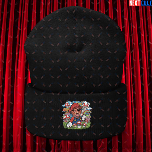 Joe Rogan Psilocybin Mushroom Funny Super Mario Magic Shrooms JRE Podcast Cuffed Beanie Black Hats Joe Rogan Podcasts Stand-up Comedy Video Games Next Cult Brand